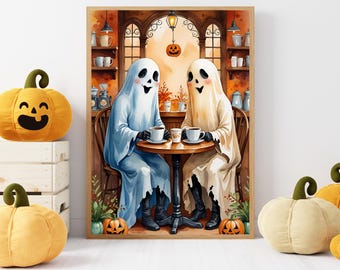 Arte murale di Halloween, stampa digitale, arte fantasma per parete, arte spettrale di Halloween