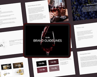 Canva Brand Guidelines, 27 Page Branding Kit, Luxury & Wine Inspired Canva Templates