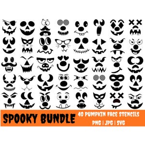 40 Spooky Pumpkin Face Stencils: Halloween Carving Templates (SVG, PNG, JPG)