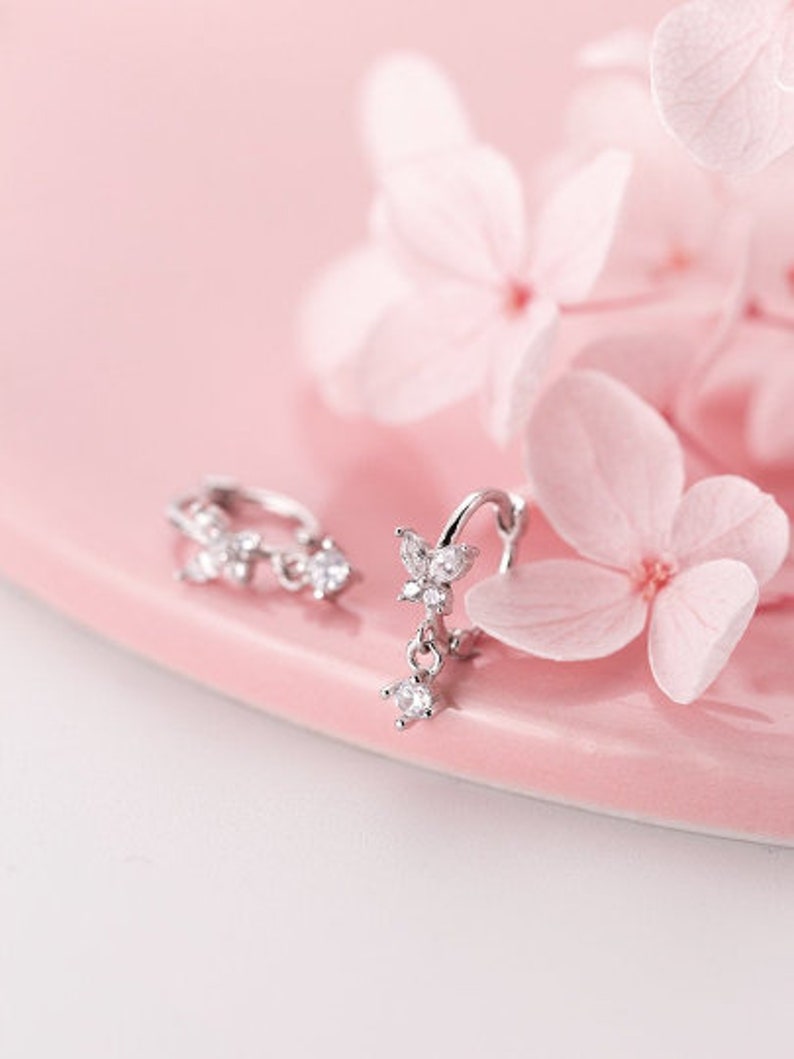 Stylish Simple Ear Stud Butterfly Zirconia Inlays 925 Sterling Silver Earrings Girl Ear Ornaments TheTasteStyle Jewelry Supply