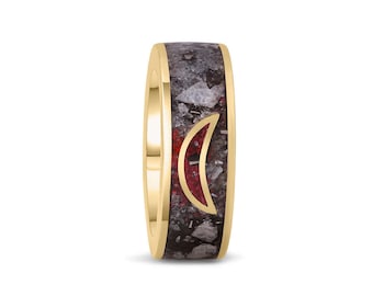 MOONSTONE GOLD RING Magnetic | 14K or 18 Yellow Gold Cinnabar Shungite Alternative Engagement Wedding Ring Women | Magnetic Jewelry by Herri