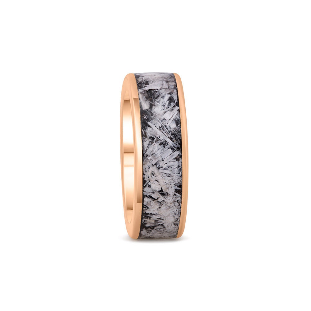 NATURAL SELENITE RING | 14K or 18K Rose Gold Ring Selenite Chrystal Shungite Alternative Engagement Ring | Genuine Jewelry by Herri
