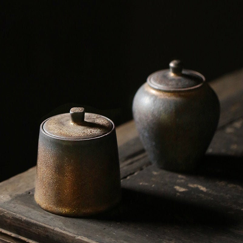 Thetastestyle Japonais Céramique Cannisters Pots à Thé Récipient Bidons Set | Café Caddy Pot de Thé 