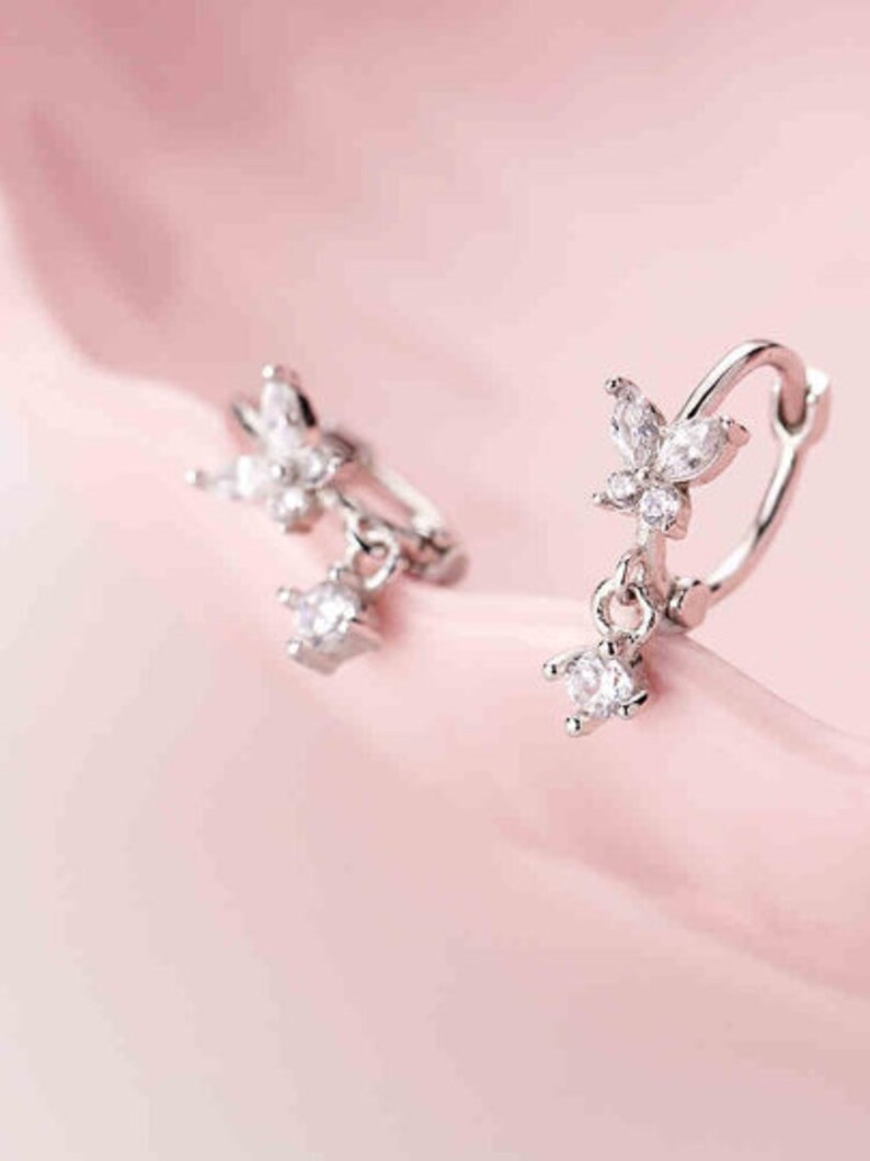 Stylish Simple Ear Stud Butterfly Zirconia Inlays 925 Sterling Silver Earrings Girl Ear Ornaments TheTasteStyle Jewelry Supply