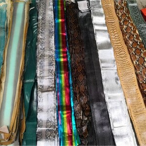 Genuine Snake Skin Leather Strips | Exotic Snake Hide for DIY Inlay Wallets Crafts | Sold by Piece 17 Colors