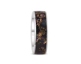 Sacred Fusion: 925 Sterling Silver Band, Graphene, Shungite & 24K Gold - Elevate Your Spiritual Connection | Jewelry by Herri