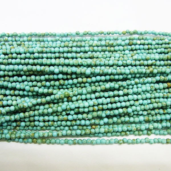 2mm Round Howlite Turquoise Green 15''L Semiprecious Gemstone  Jewelry Supply Wholesale Beads