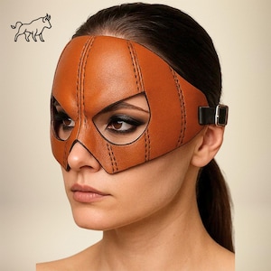 Handmade Brown Leather Mask | Vintage-Inspired Costume | Halloween Mask | Party Mask
