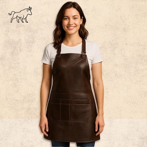 Leather Apron | Brown Apron with Pockets | Leather Apron for women | Hairstylist Apron | Cooking, Grilling, BBQ & Workshop Apron