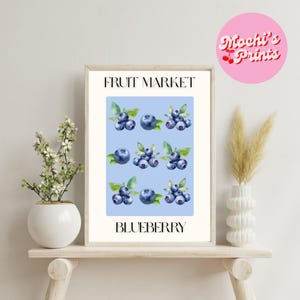 Blueberry Wall Art | Fresh Fruit Kitchen Print | Farmers Market Digital Download