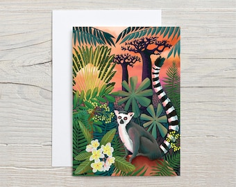 Curious Lemur GREETING CARD