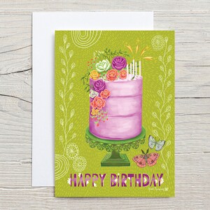 CARTÃO DE FELICITAÇÕES DE BOLO DE FELIZ ANIVERSÁRIO