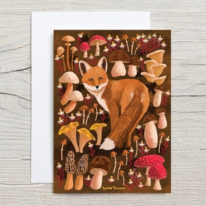 Fox & Mushrooms GREETING CARD