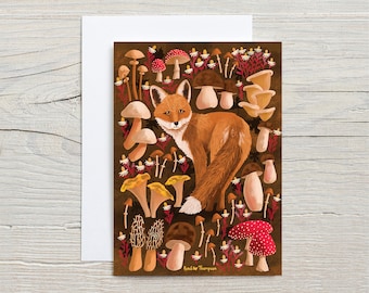 Fox & Mushrooms GREETING CARD
