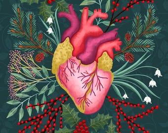The Heart of the Forest Print – Botanical Art, Holiday Decor