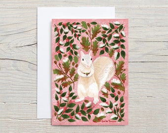 Squirrel & Holly GREETING CARD