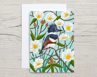 Belted Kingfisher & Rock Rose GREETING CARD
