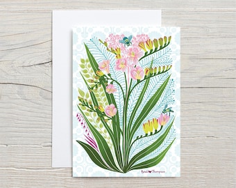 Friendship with Freesias  - GREETING CARD