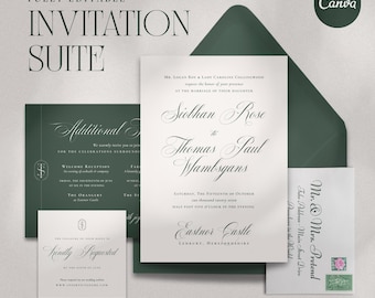 Old Money Wedding Invitation Suite – Canva Template | Photo & Non-Photo | Digital Download