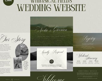 Whimsical Fields Wedding Website: Customizable Canva Template (Digital Download)