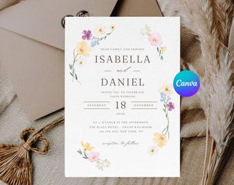 Editable Wedding Invitation Template | Floral Canva Invitation | Printable Wedding Invite | Instant Download