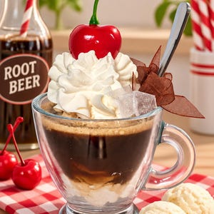 Mini Faux Root Beer and Ice Cream float - Cherry - Spoon - Faux Dessert - Photo prop - Tier Tray Decoration - Faux Dessert