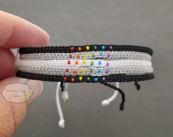 Subtle Rainbow Stackable Friendship Pride Bracelet: 3 Color Options, Minimalist Macramé Design, Unisex, Waterproof, Gift Idea, Adjustable