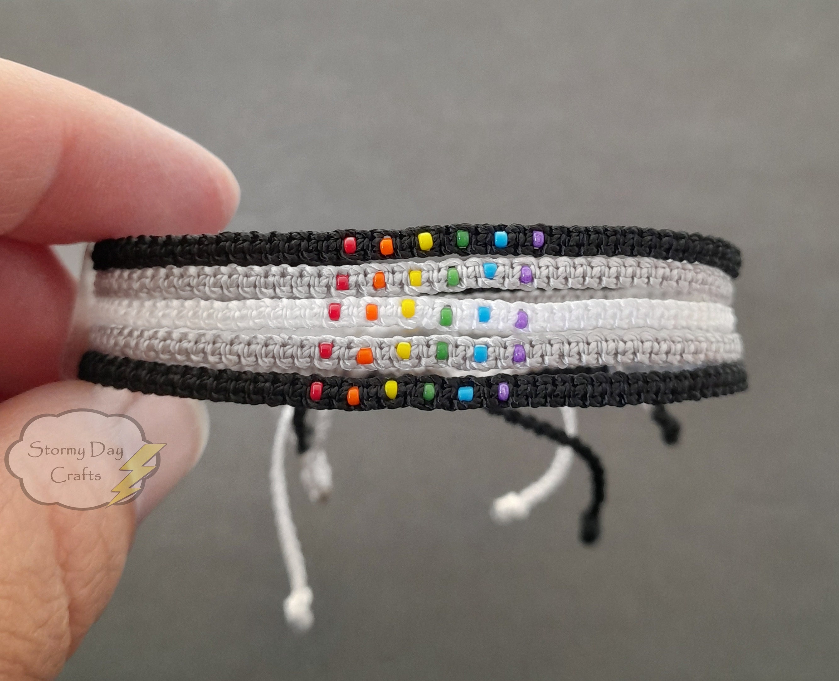 Subtle Rainbow Stackable Friendship Bracelet 3 Color Options to