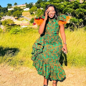 African Print Maxi Dress: Ankara Party Wedding Outfit