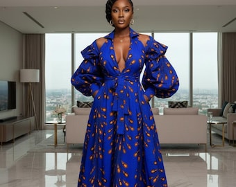 African maxi dress, African Ball prom gown, Custom Ankara Wedding attire, Ankara circle dress, Occasion wear, African fashion banquet dress
