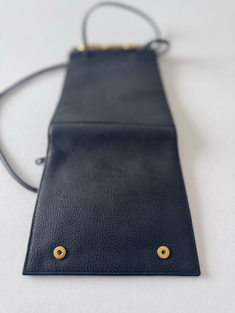 Brighton One World Crossbody Bag Women Black Leather Gold Scroll Hardware image 7