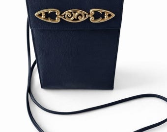 Vintage Brighton One World Real Leather Crossbody w/Gold Scroll Hardware