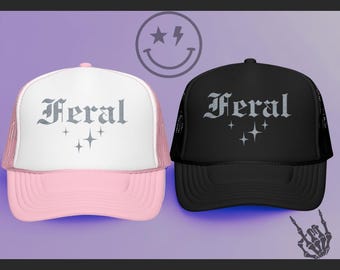 Feral Broderad Skum Trucker Hat: Trendig Festivalkeps