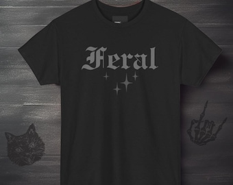 フェラル グラフィック Tシャツ - ユニセックス ヘビーコットン ゴシック オルタナティブ