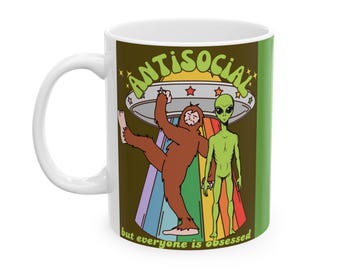 Whimsical Alien Ceramic Mug: Sci-Fi Gift, Quirky Coffee Cup