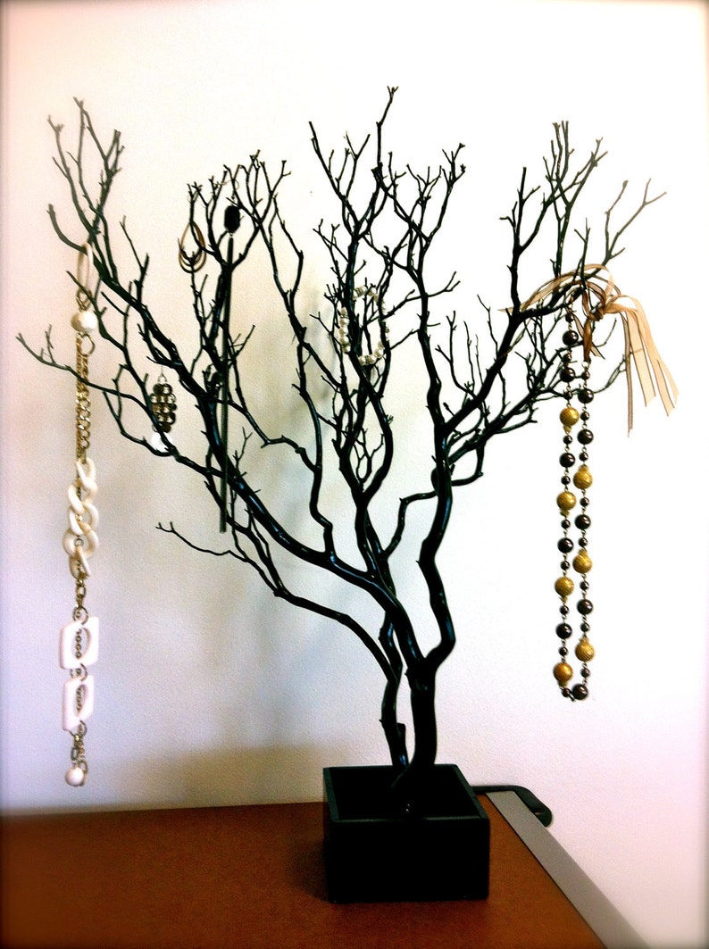 30 Black / Painted Tree Jewelry holder / Jewelry Organizer image 1