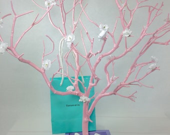 Jewelry Organizer Sm painted Jewelry Tree Accessory holder w/flowers