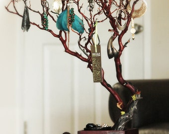 24" Red Jewelry Tree / Jewelry Organizer