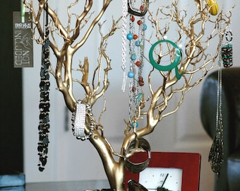 30" Gold Painted Jewelry Tree / Jewelry Organizer