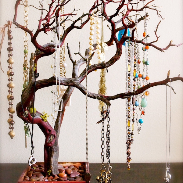 30 inch tall Red Jewelry Tree / Jewelry Organizer