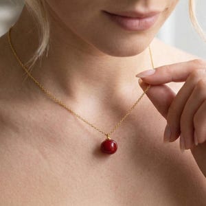 Delicado collar de rubí natural: gargantilla con piedra natal de julio en forma de gota de oro, collar para uso diario, joyería con piedras preciosas de rubí genuinas.