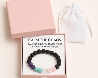 Mindfulness Gemstone Bracelet | Amethyst, Amazonite, Rose Quartz, Lava Beads
