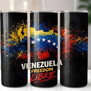 Vaso Venezuela Freedom de 20 oz PNG, diseño de sublimación de la bandera venezolana, descarga gratuita de vaso delgado patriótico