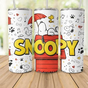 Söt tecknad hundparaply med tumblerdesign | 20oz rak sublimering PNG-nedladdning