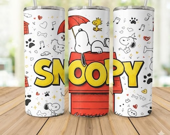 Diseño de envoltura para vaso con paraguas de perro de dibujos animados lindo / Descarga PNG de sublimación recta de 20 oz