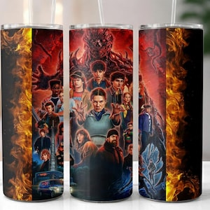 Stranger-Style Things Vibes 20oz Skinny Tumbler Wrap PNG | 80s Sci-Fi Horror Sublimation Digital Download