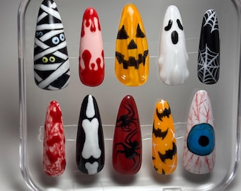 Halloween Press-On Nails, Spooky Nail Art Set