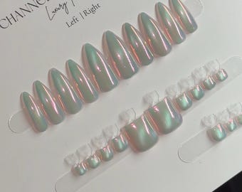 Glacé Opal Set Handmade Reusable Custom Luxury Press on Nails (Nails Only)