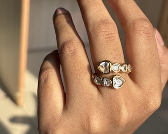 Gold Teardrop Ring By Feel Amara • Statement CZ Ring • Adjustable Wrap Ring • Crystal Ring • Elegant Jewelry • Gift For Her