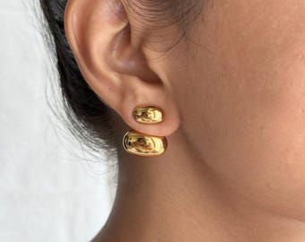 18K Gold Orbit Studs By Feel Amara • Chunky Statement Earrings • Modern Minimalist Studs • Everyday Earrings • Gift For Her • Dainty Gold